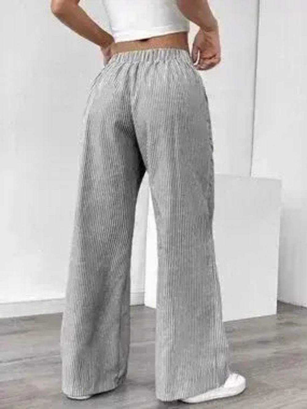 Striped Drawstring Wide-Leg Pants - Picture 3 of 4